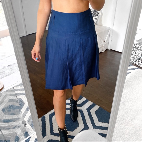 🔷 CAMAIEU ROYAL BLUE SILKY HIGH WAIST SKATER SKIRT! - Picture 5 of 9